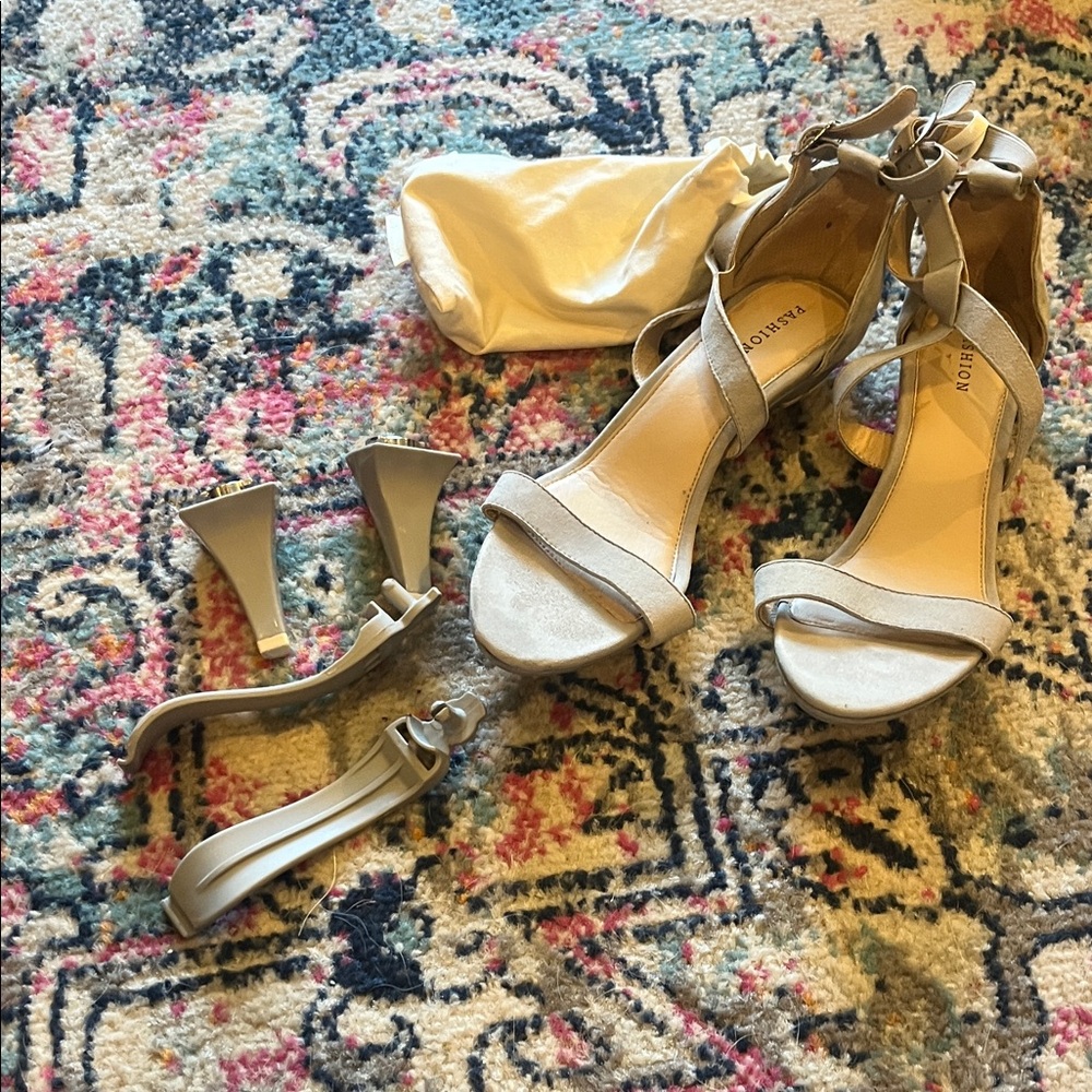 Pashion Footwear Light Gray Convertible Heels
